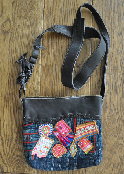 Yar Cross-Body Bag with Hill Tribe Fabric Patches and Recycled