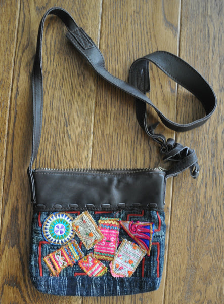 Yar Cross-Body Bag with Hill Tribe Fabric Patches and Recycled