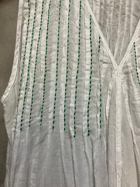 V-Neck Hand Embroidered Pin Tuck Tunic