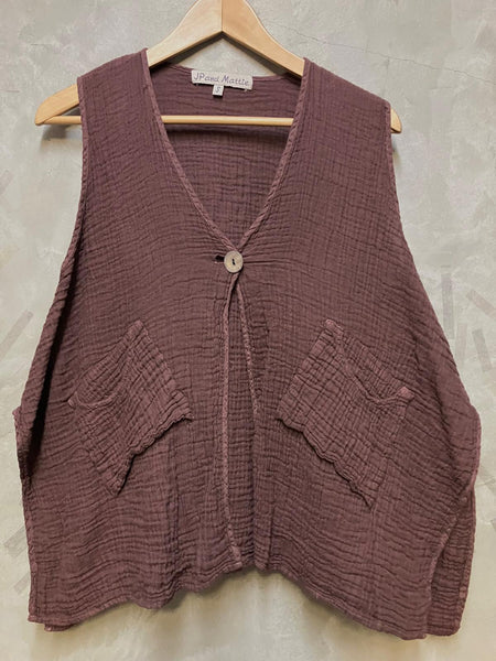 8990 Single Button Vera Vest - Coffee