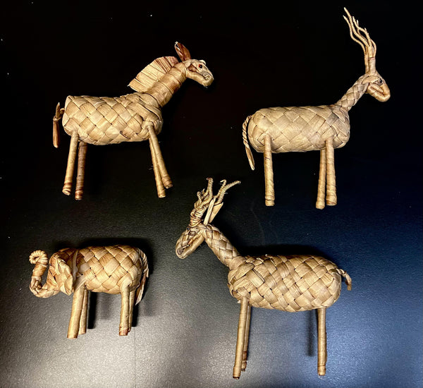 Hand Woven Straw Animal Figurine Package