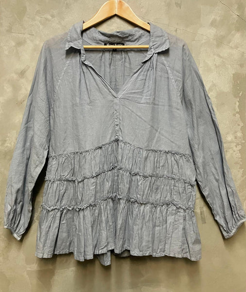 Renee Ruffle Top - Cornflower
