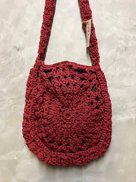 Jakarta Hand Crochet Shoulder Bag - Dark Red