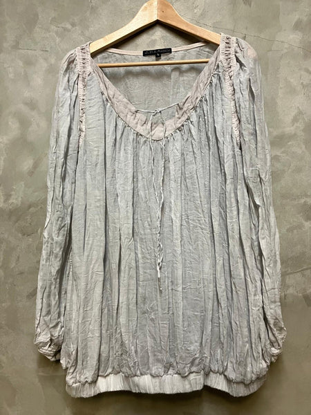Lucinda Gathered V-Neck Voile Top