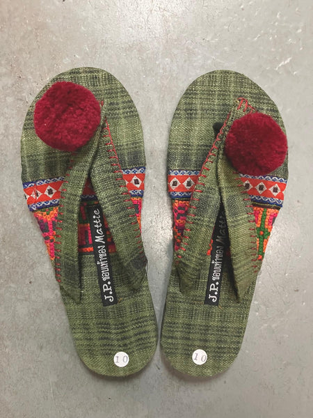 Authentic Hill Tribe Sandal with Pompom