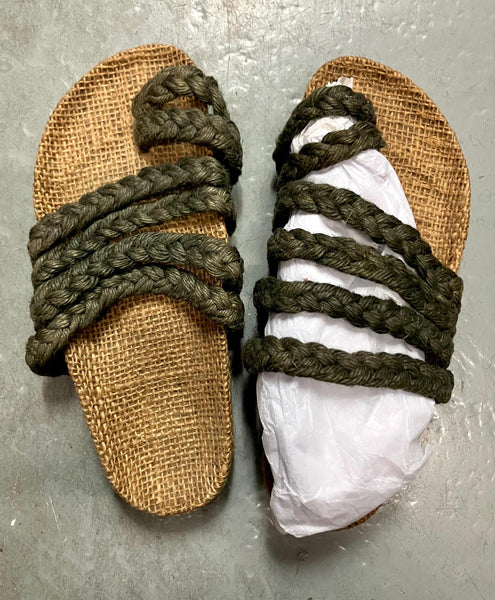 Braided Hemp Footbed Sandals