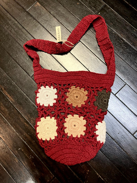 Jelagarde Hand Crochet Shoulder Bag Dark Red