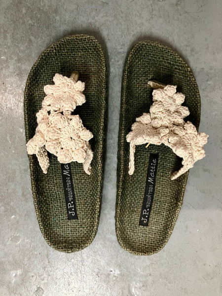 Crochet Upper and Hemp Footbed Sandal