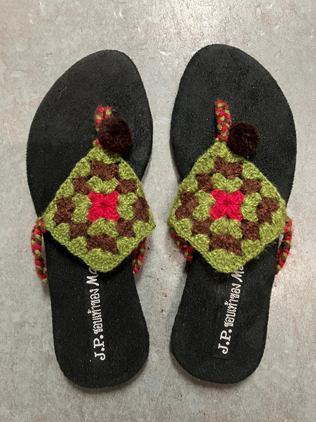 Crochet Upper soft Faux Suede Sandal