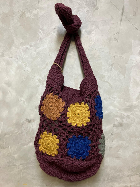 Jelagarde Hand Crochet Shoulder Bag Aubergine