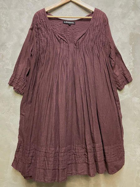 Elbow Sleeve Francoise Dress - Dried Rose