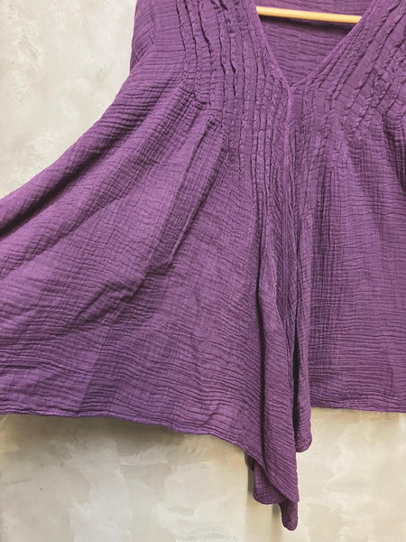 V-Neck Double Layer Cotton A-Line Tunic