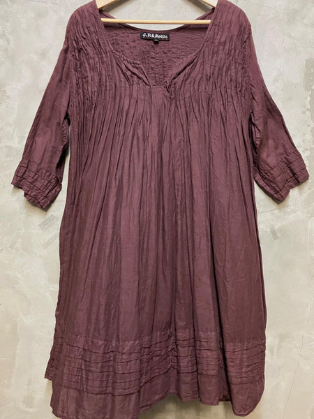 Elbow Sleeve Francoise Dress - Dried Rose