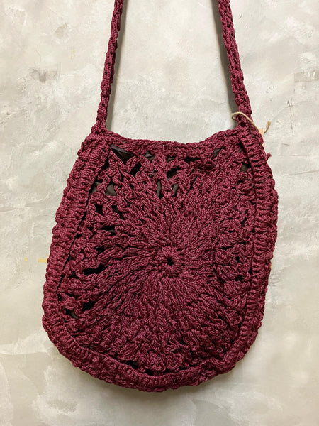 Jakarta Hand Crochet Shoulder Bag - Bordeaux