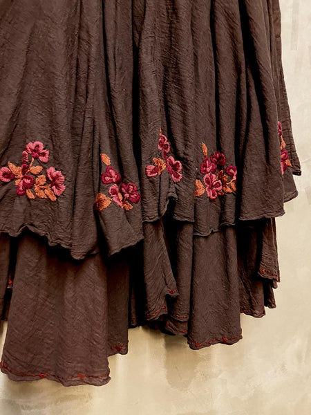Esmeralda Hand Embroidered Strapless Dress/Skirt - Coffee