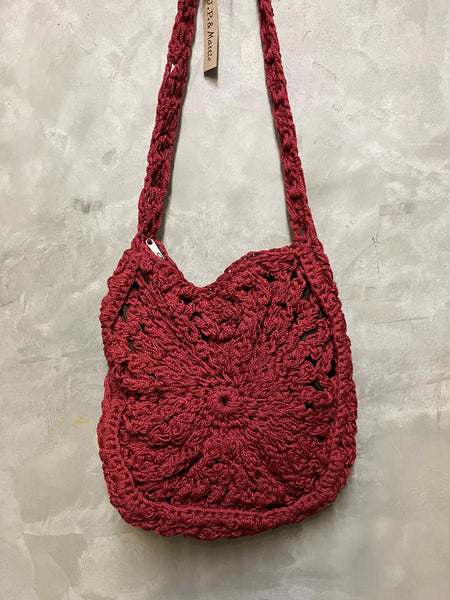 Jakarta Hand Crochet Shoulder Bag - Dark Red