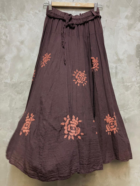 8230 Flower Child Hand Embroidered Skirt