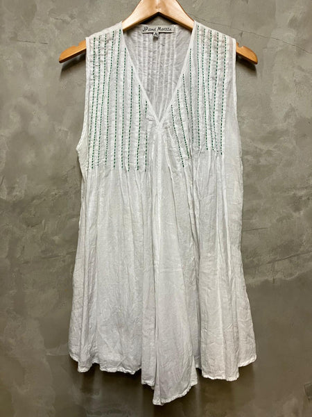 V-Neck Hand Embroidered Pin Tuck Tunic