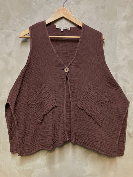 8990 Single Button Vera Vest - Coffee