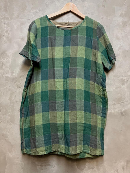 Young Designer Exclusive Linen Plaid Dress