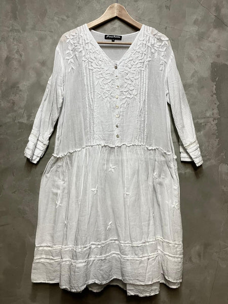 Haley Hand Embroidered V-Neck Dress