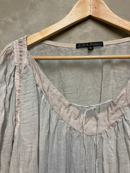 Lucinda Gathered V-Neck Voile Top