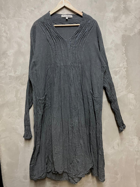 Pleated V-Neck Dress
