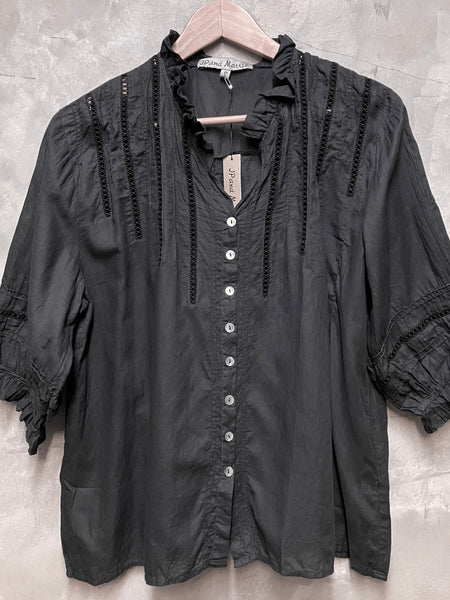 6593 Melinda Cross Lace Band Shirt