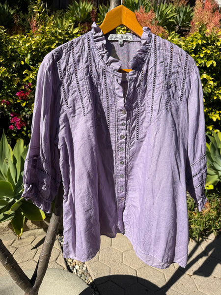 6593 Melinda Cross Lace Band Shirt