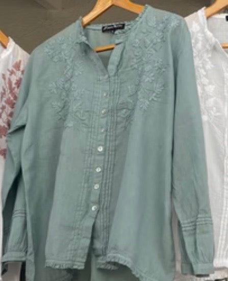 8030 Gabriella Hand Embroidered Shirt