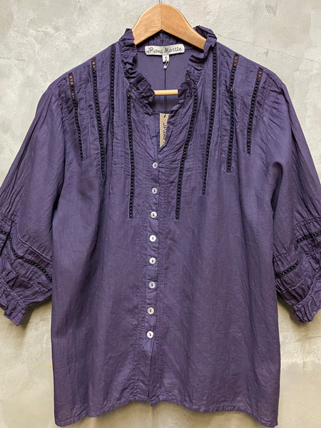 6593 Melinda Cross Lace Band Shirt