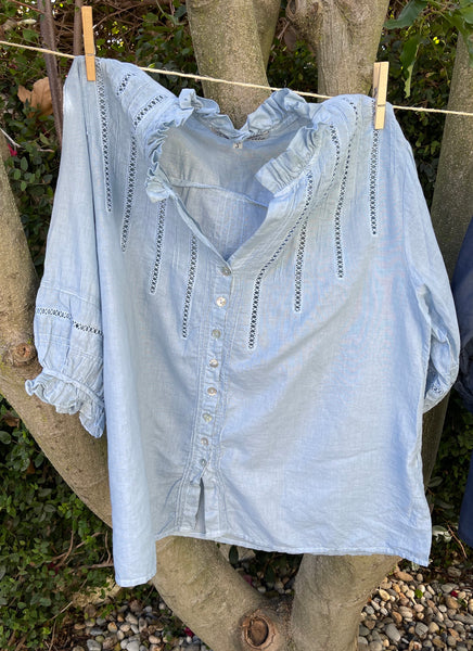 6593 Melinda Cross Lace Band Shirt