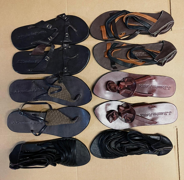 Exclusive hand crafted leather sandals 5 pair package