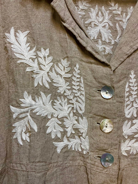 Young Designer Exclusive Linen Hand Embroidered Coat / Dress