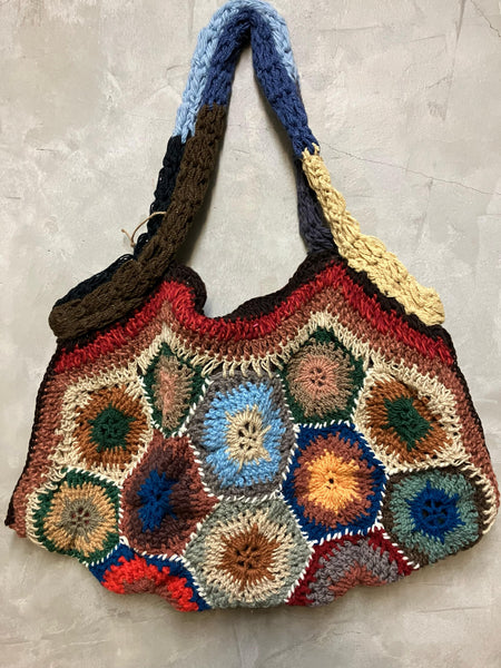 Jacobine Hand Crochet Bag - Red & Brown