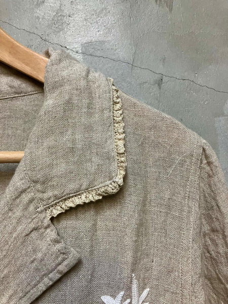 Young Designer Exclusive Linen Hand Embroidered Coat / Dress