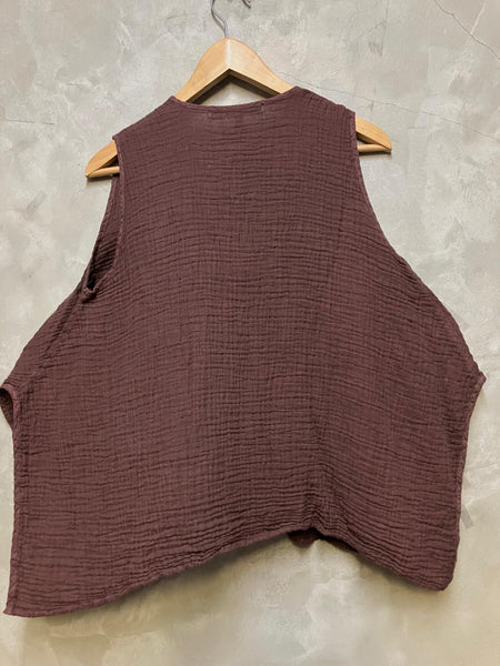 8990 Single Button Vera Vest - Coffee