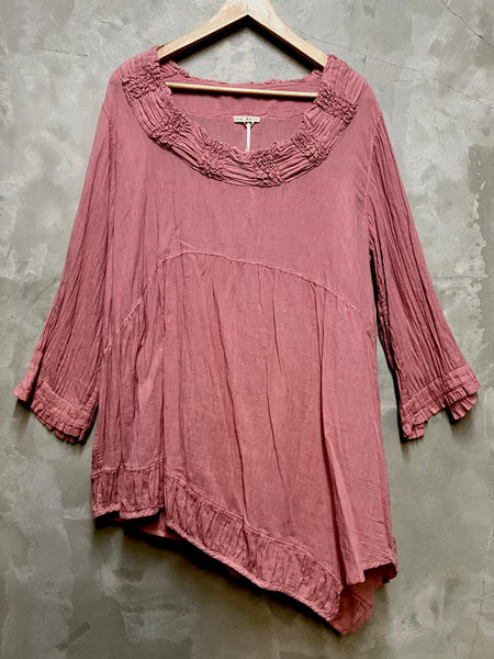Asymmetric Ruched Neck Tunic