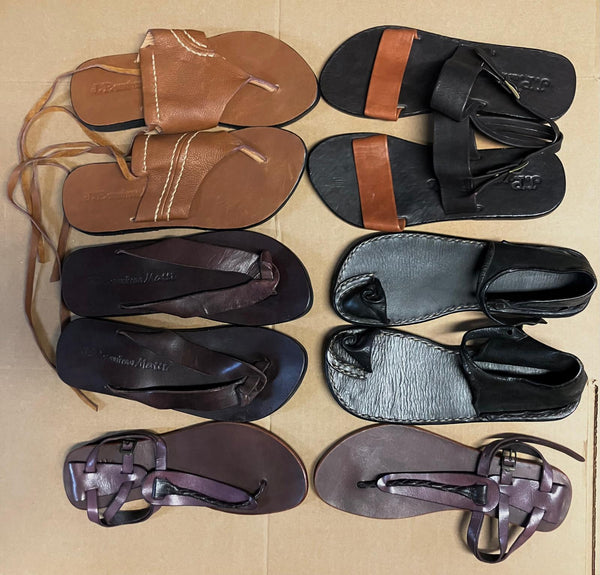 Exclusive hand crafted leather sandals 5 pair package