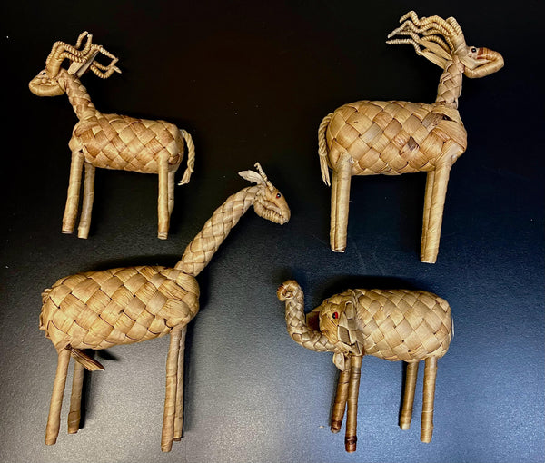 Hand Woven Straw Animal Figurine Package