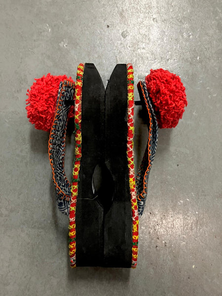 Authentic Hill Tribe Platform Sandal with PomPom