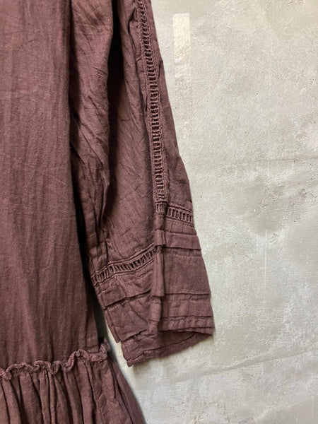 Ally Hand Embroidered Slit Neck Dress - Dried Rose
