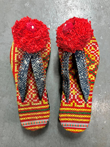 Authentic Hill Tribe Platform Sandal with PomPom