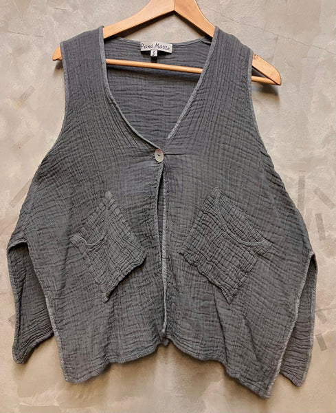 8990 Single Button Vera Vest - Elephant