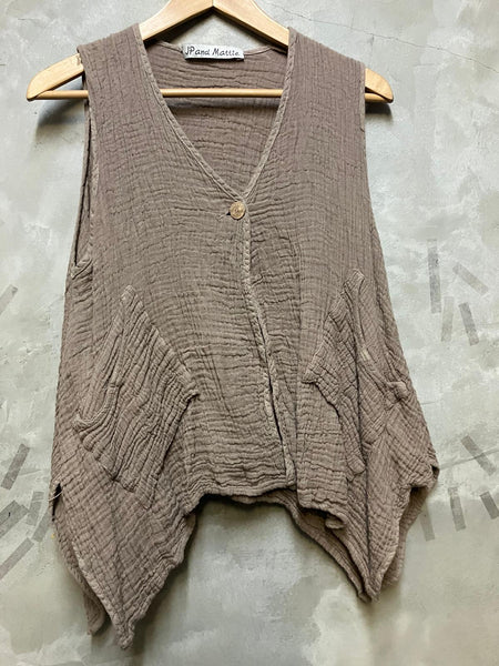 8990 Single Button Vera Vest  - Desert