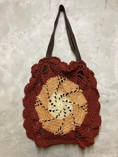 Julia Hand Crochet Circle Bag Rust & Peach