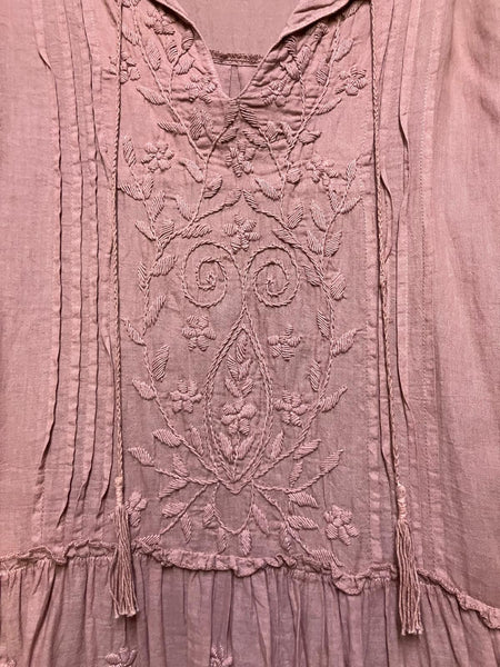 Ally Hand Embroidered Dress Blush