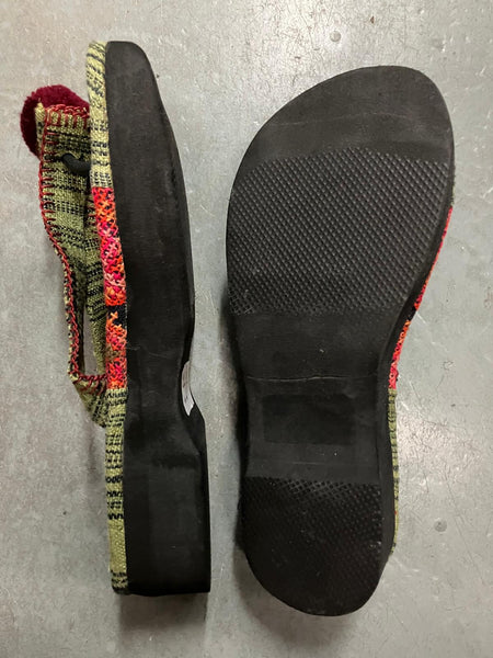Authentic Hill Tribe Platform Sandal with Small Pompom