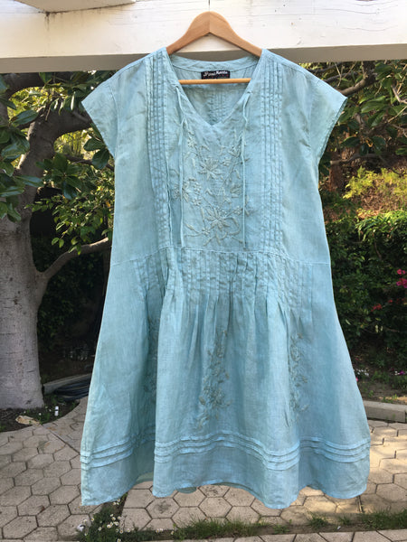2959 Lara Hand Embroidered Linen Dress