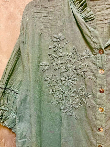 8030 Gabriella Hand Embroidered Shirt